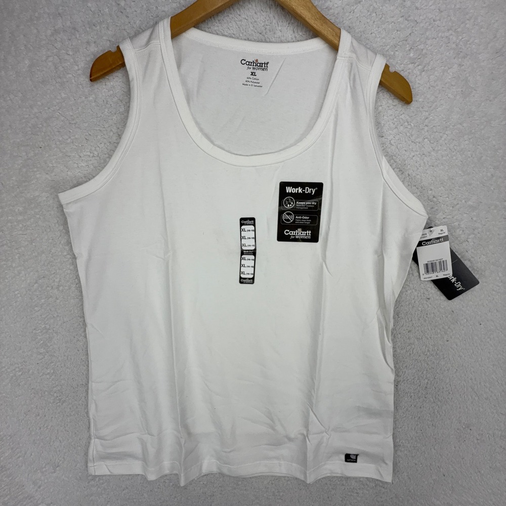 Carhartt Women White Work-Dry Lightweight Tank Top XL WK210WHT‎ NWT
